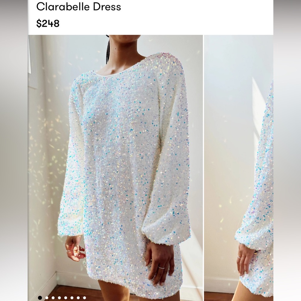 Show Me Your MuMu White Sequin Clarabelle Dress Size Large New with Tags